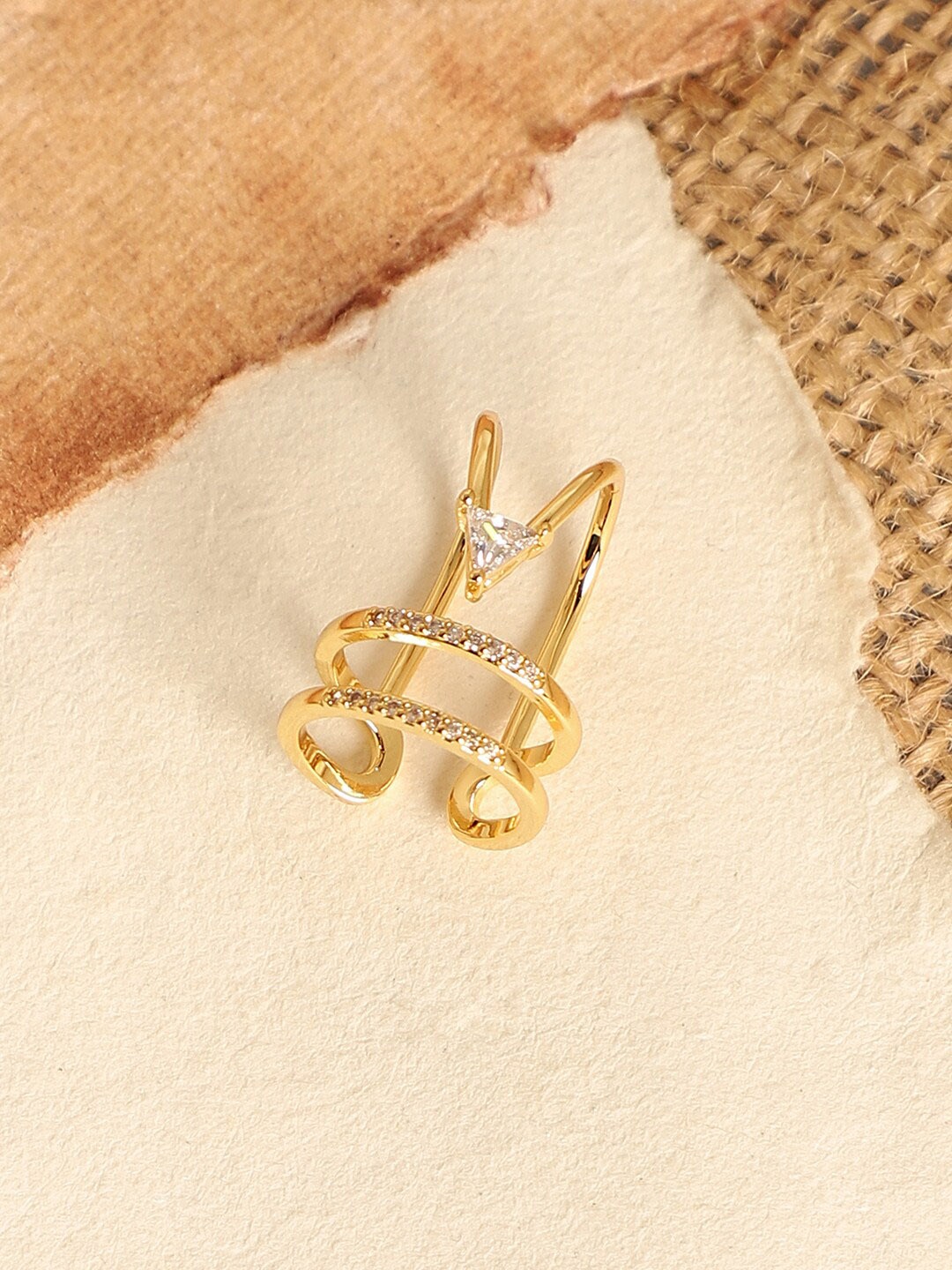 

SOHI Gold-Plated Artificial Stone Studded Nail Ring