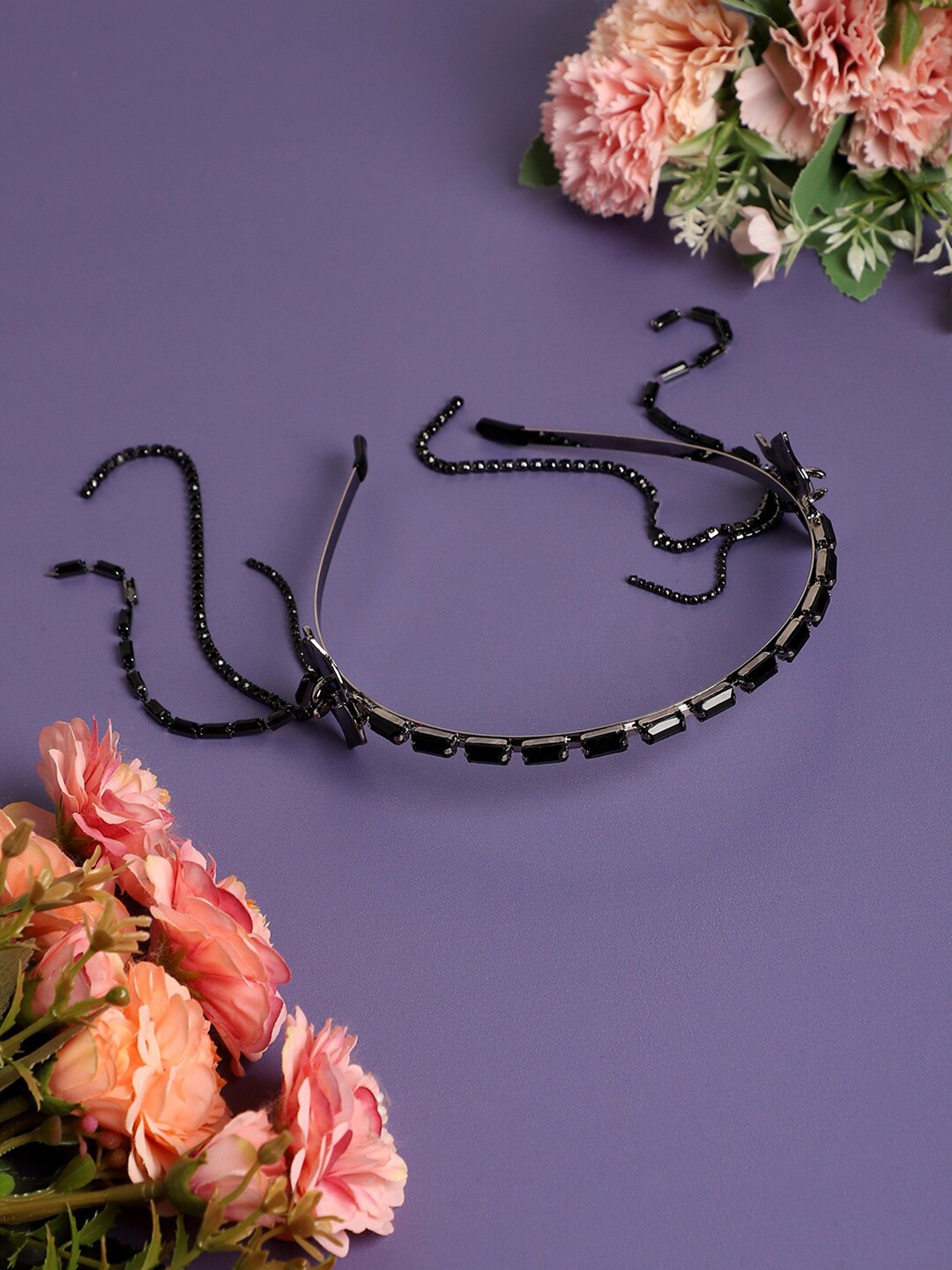 

SOHI Embellished Metal Hairband, Black