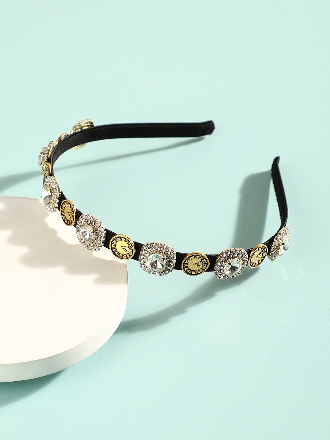 

SOHI Embellished Metal Hairband, Black