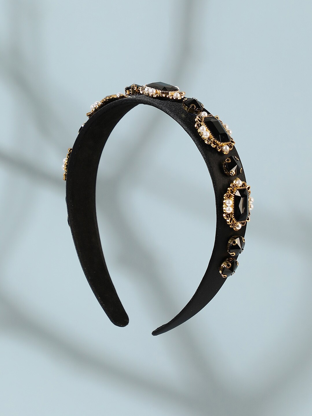 

SOHI Embellished Fabric Hairband, Black