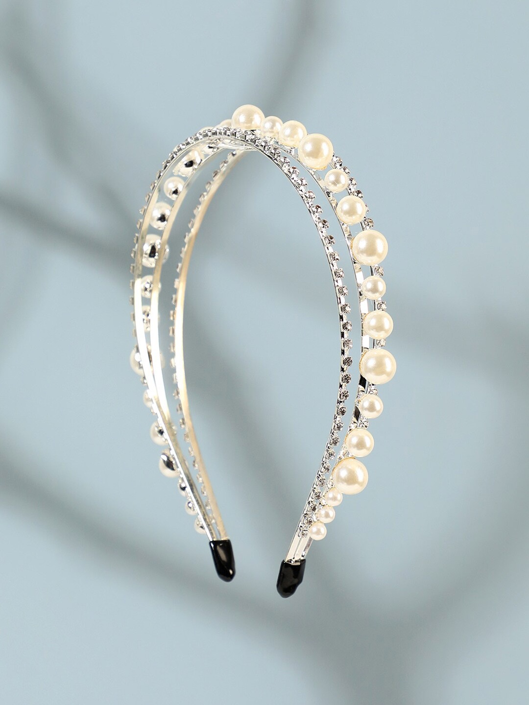 

SOHI Silver-Plated Beaded Metal Hairband