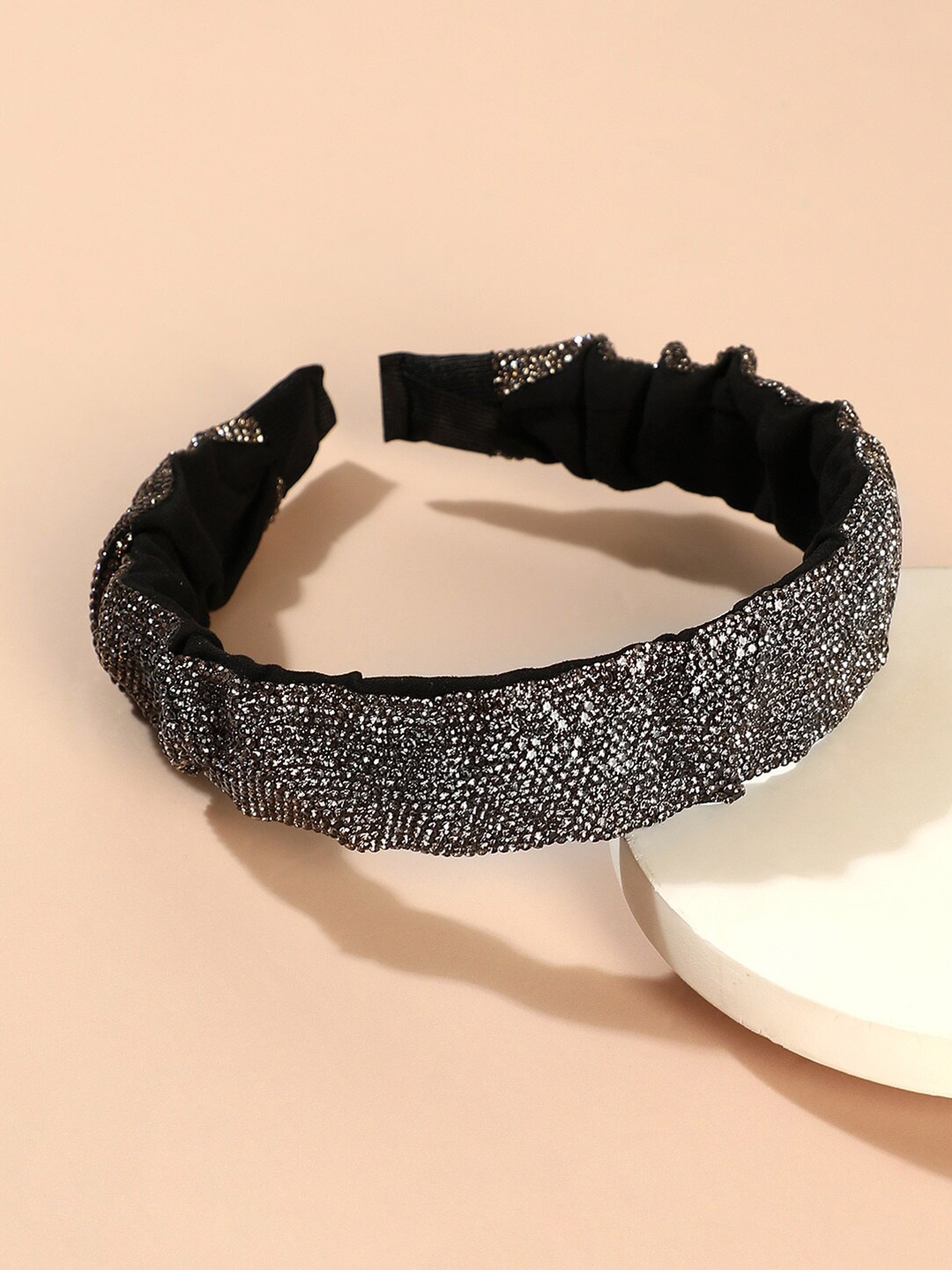

SOHI Embellished Fabric Hairband, Black