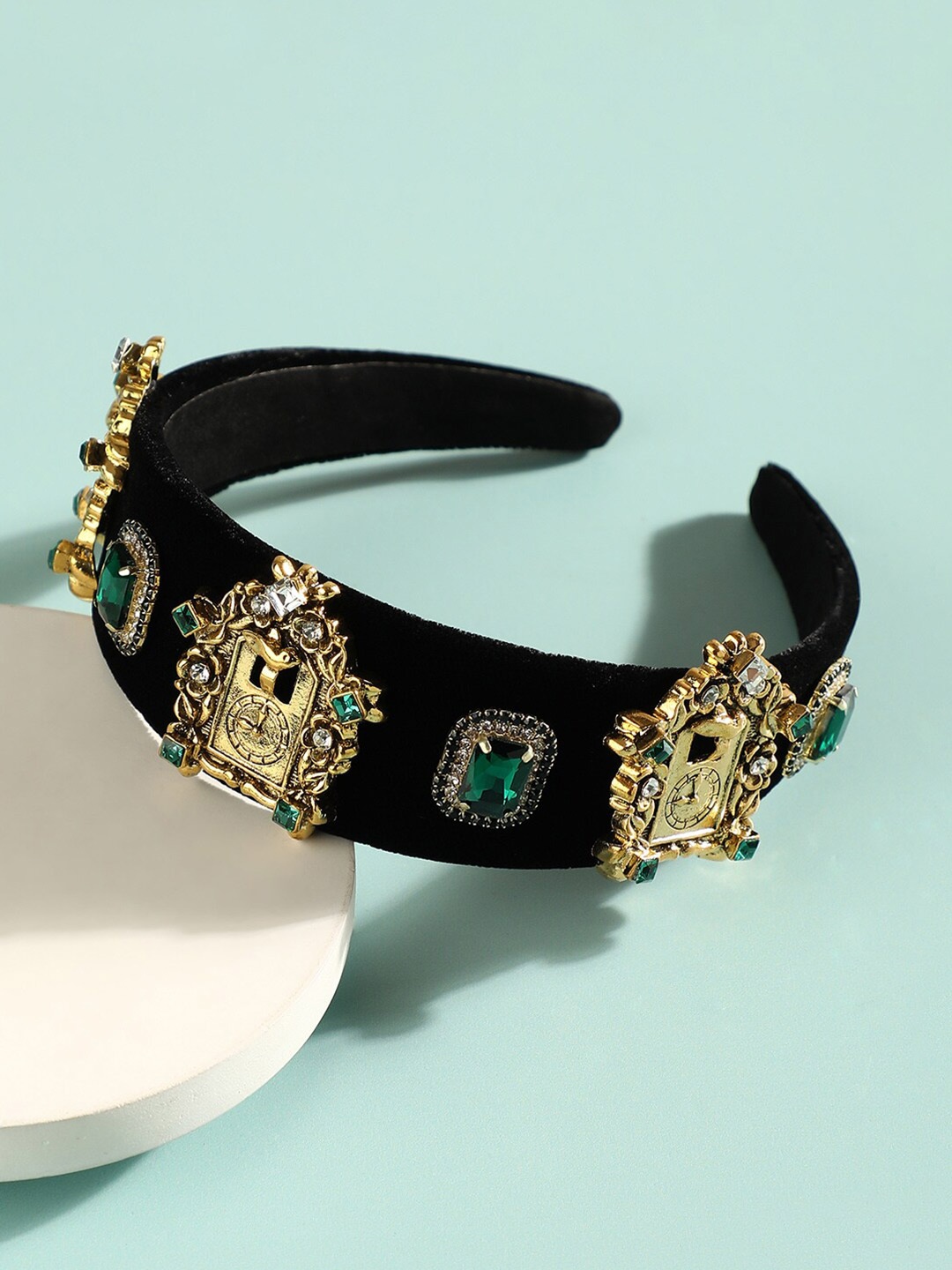 

SOHI Embellished Fabric Hairband, Black