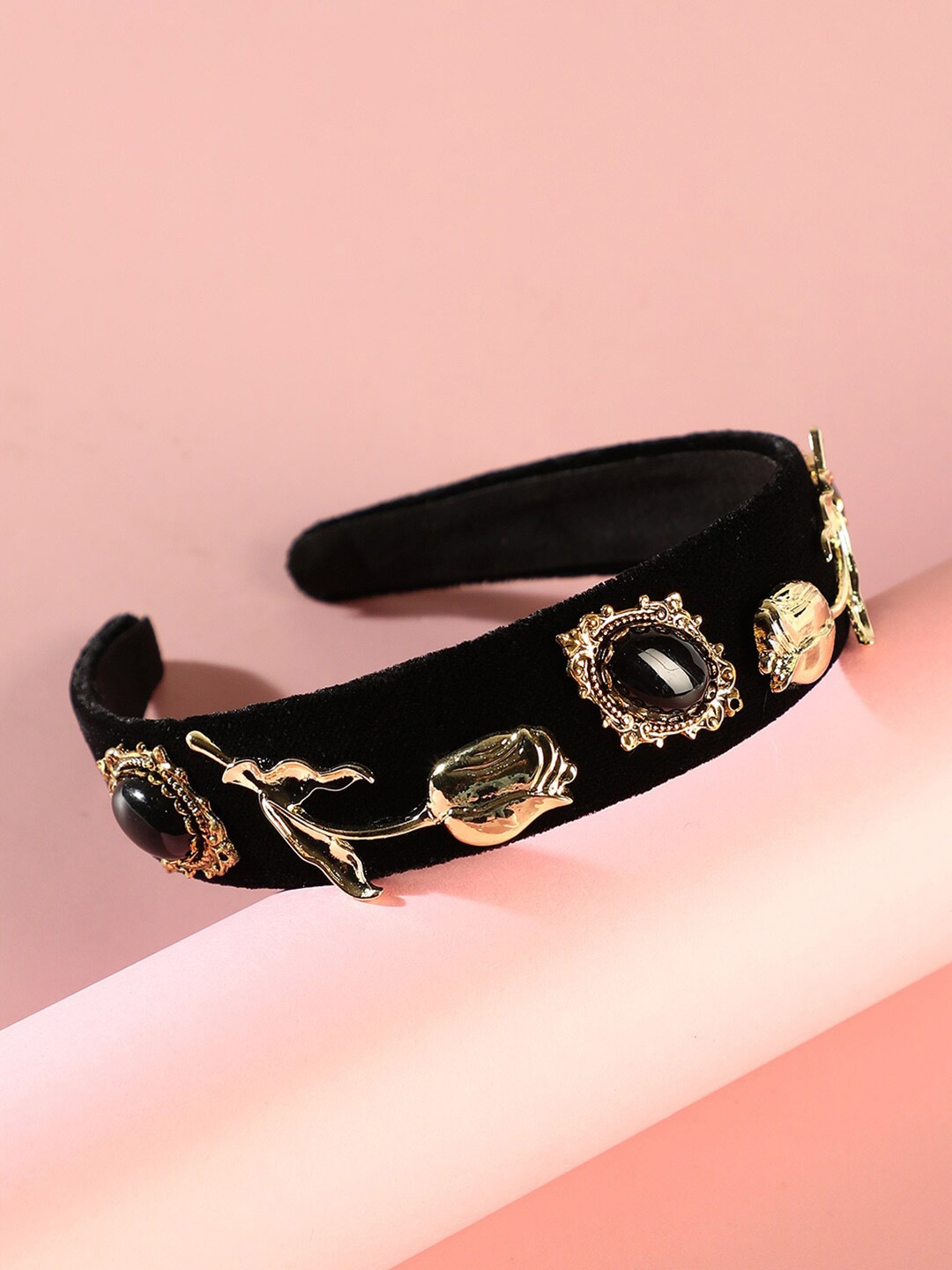 

SOHI Embellished Fabric Hairband, Black