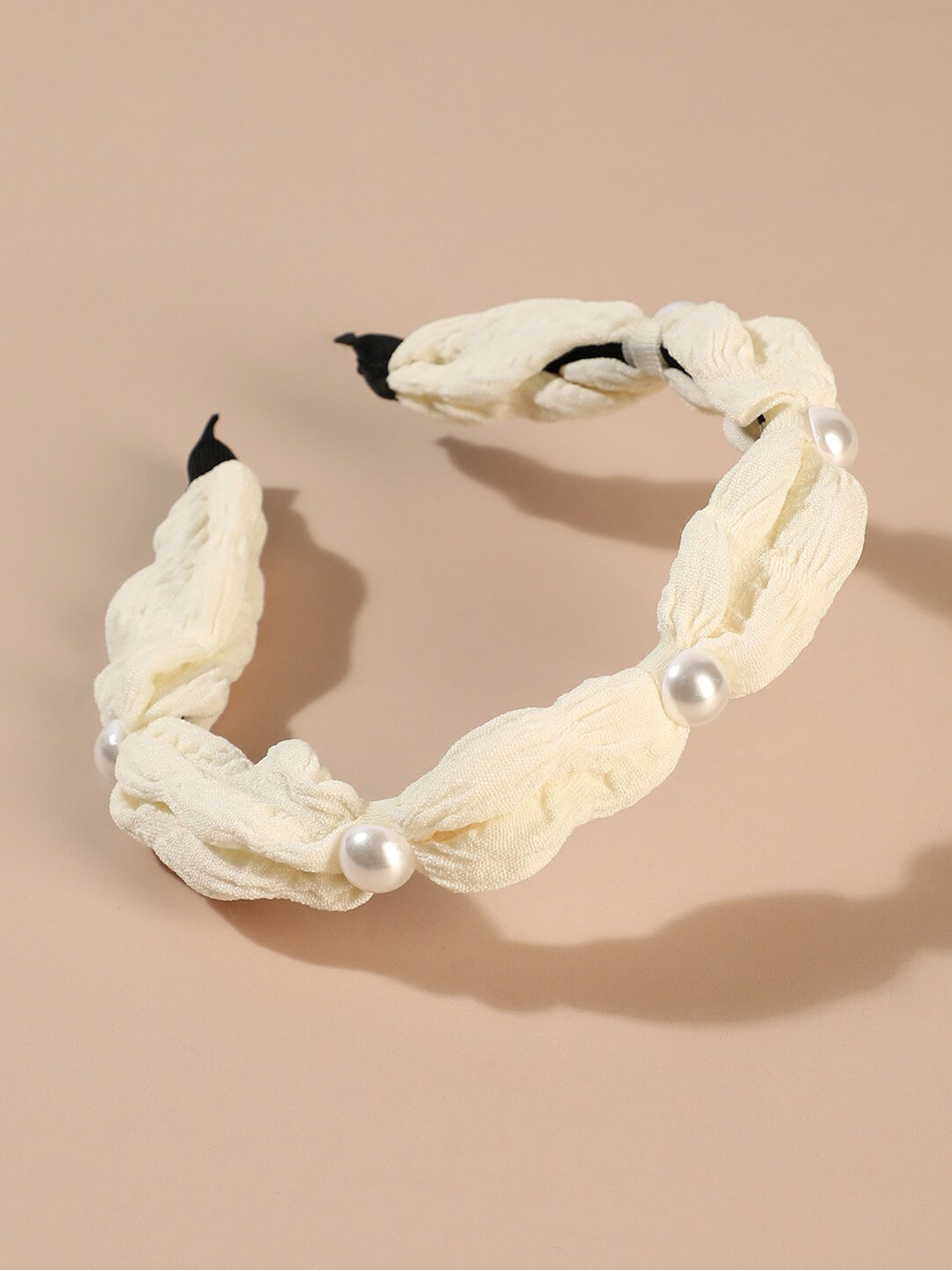 

SOHI Beads & Stones Embellished Hairband, Cream