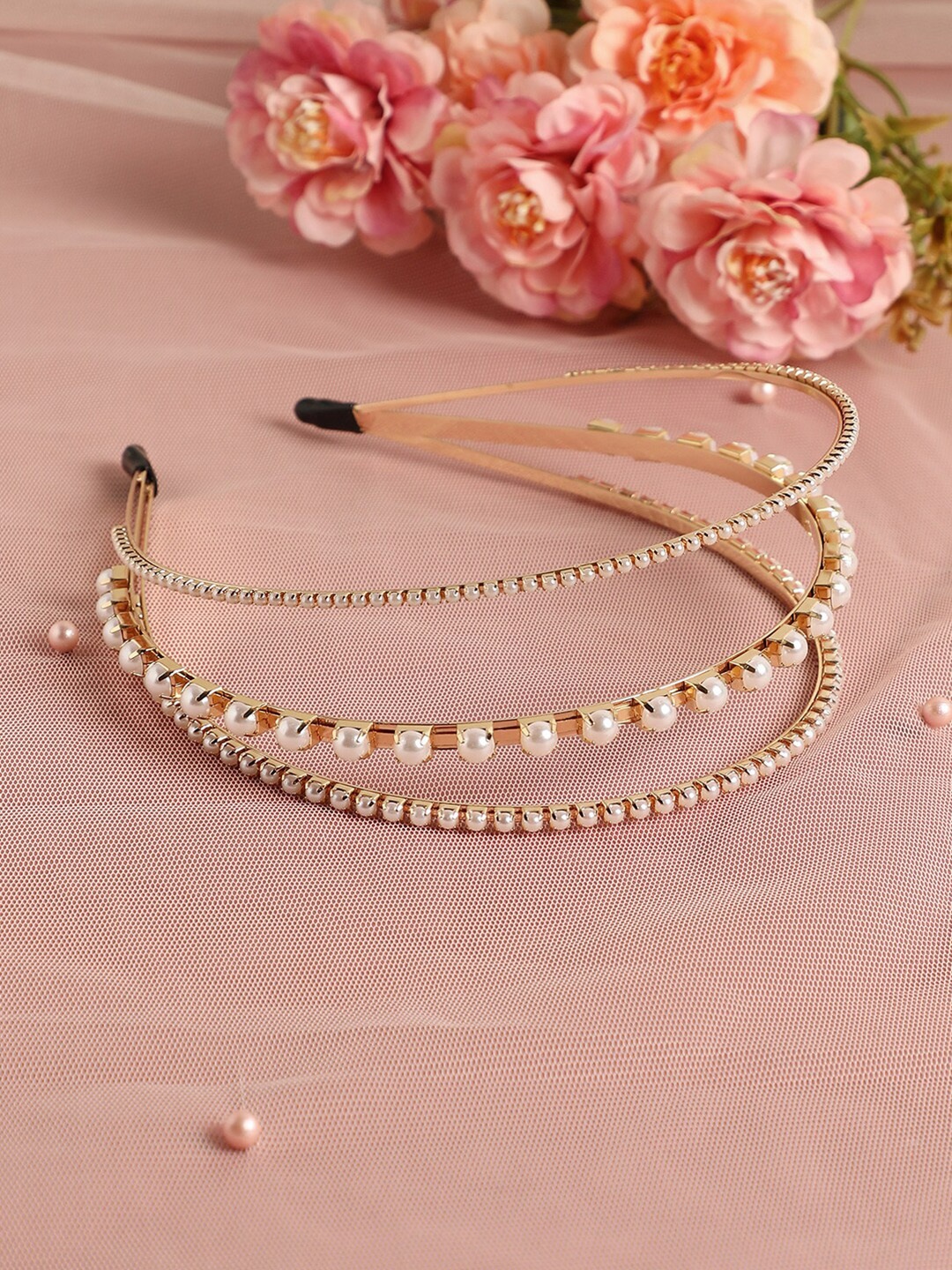 SOHI Women Beaded Hairband, Gold