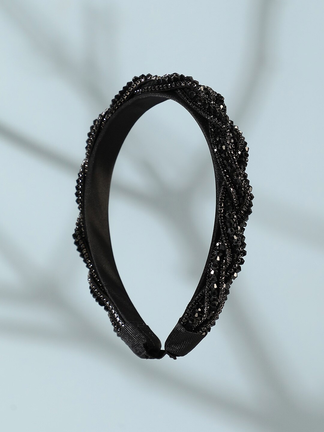 

SOHI Beads & Stones Embellished Hairband, Black