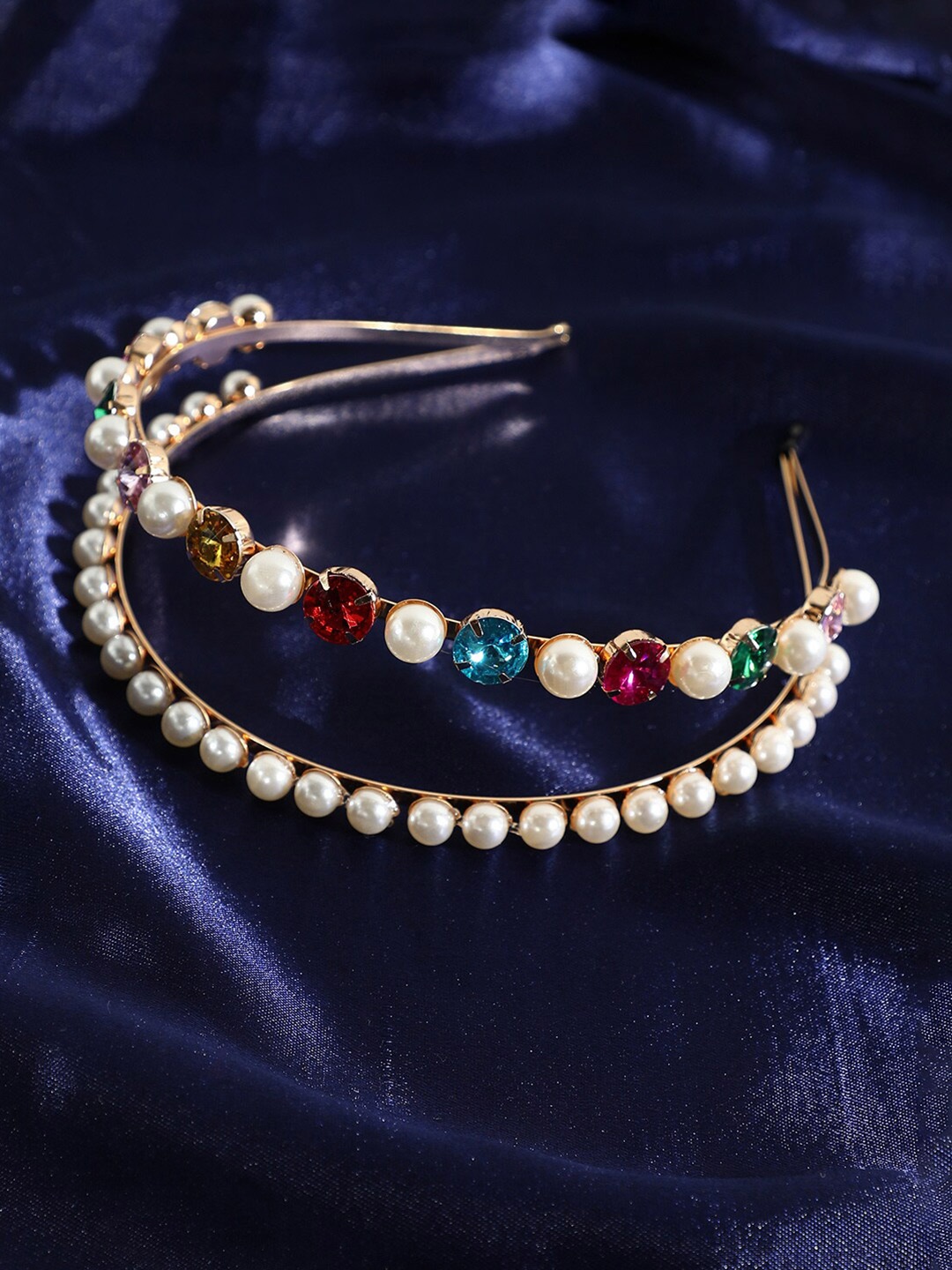 

SOHI Beads & Stones Embellished Hairband, Gold