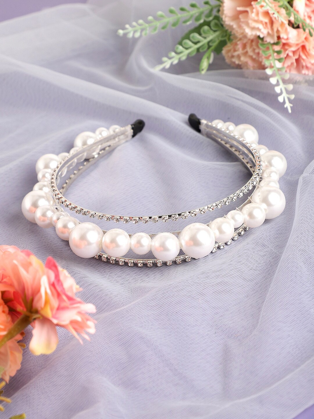 

SOHI Women Beaded Hairband, Silver