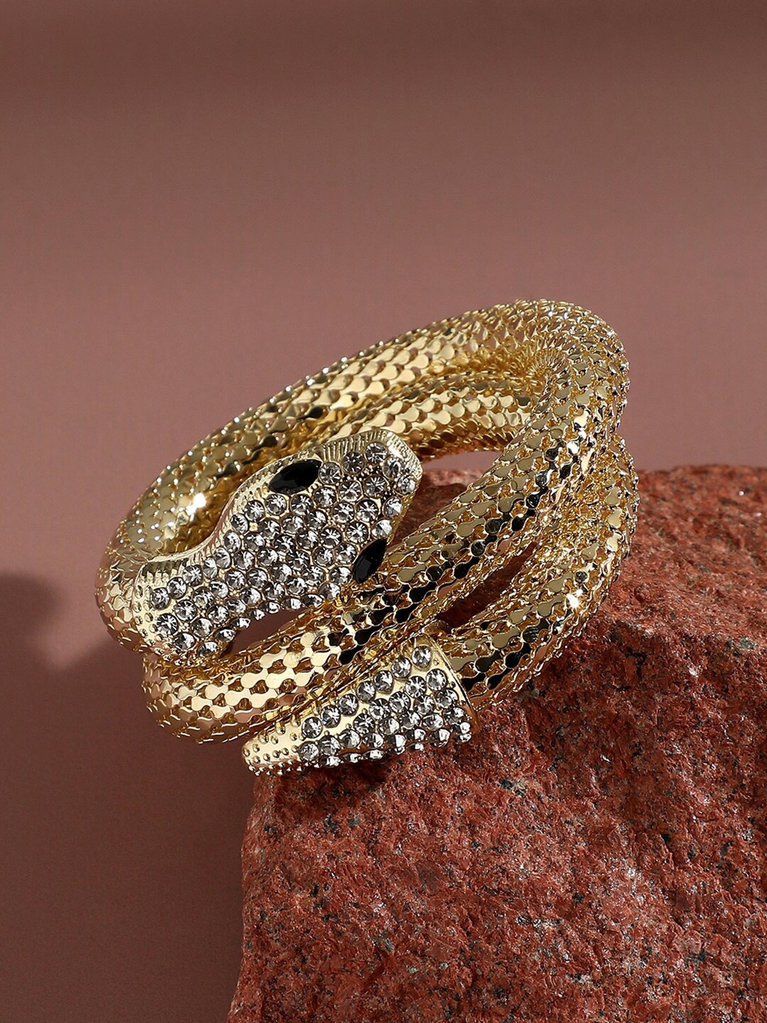 

SOHI Women Gold-Plated Stone Studded Snake Kada Bracelet