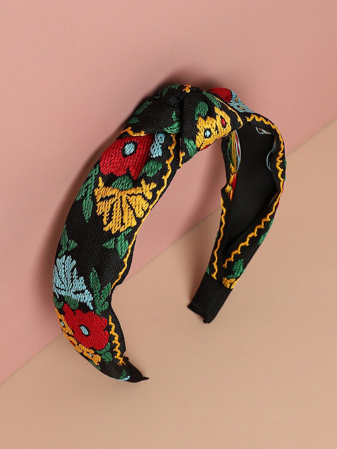 

SOHI Floral Embroidered Hairband, Black
