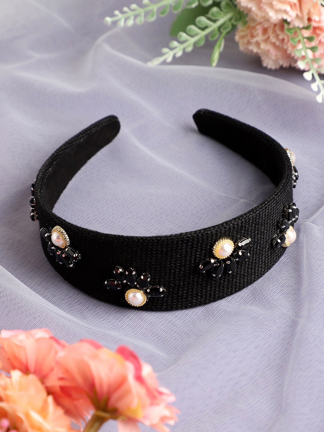 

SOHI Women Embellished Hairband, Black
