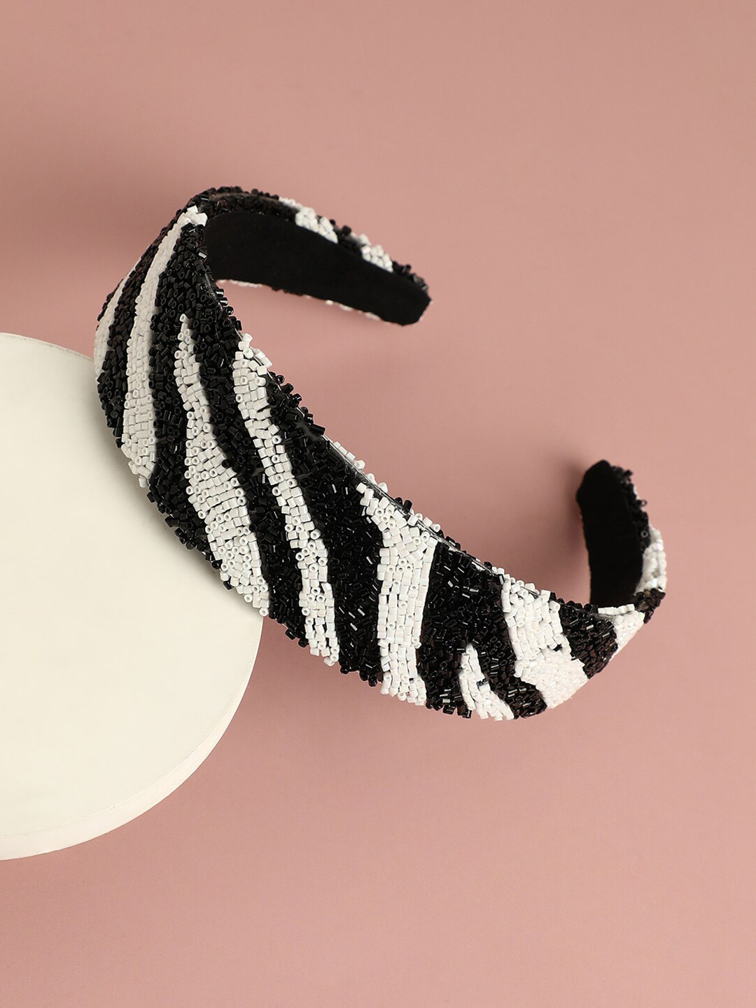 

SOHI Beads & Stones Embellished Hairband, Black