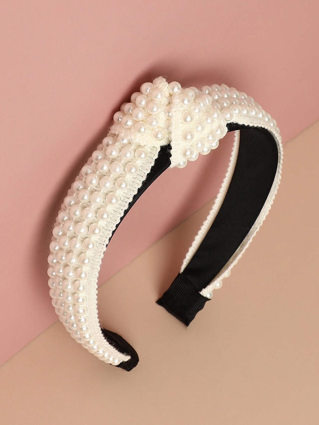 

SOHI Beads & Stones Embellished Hairband, White