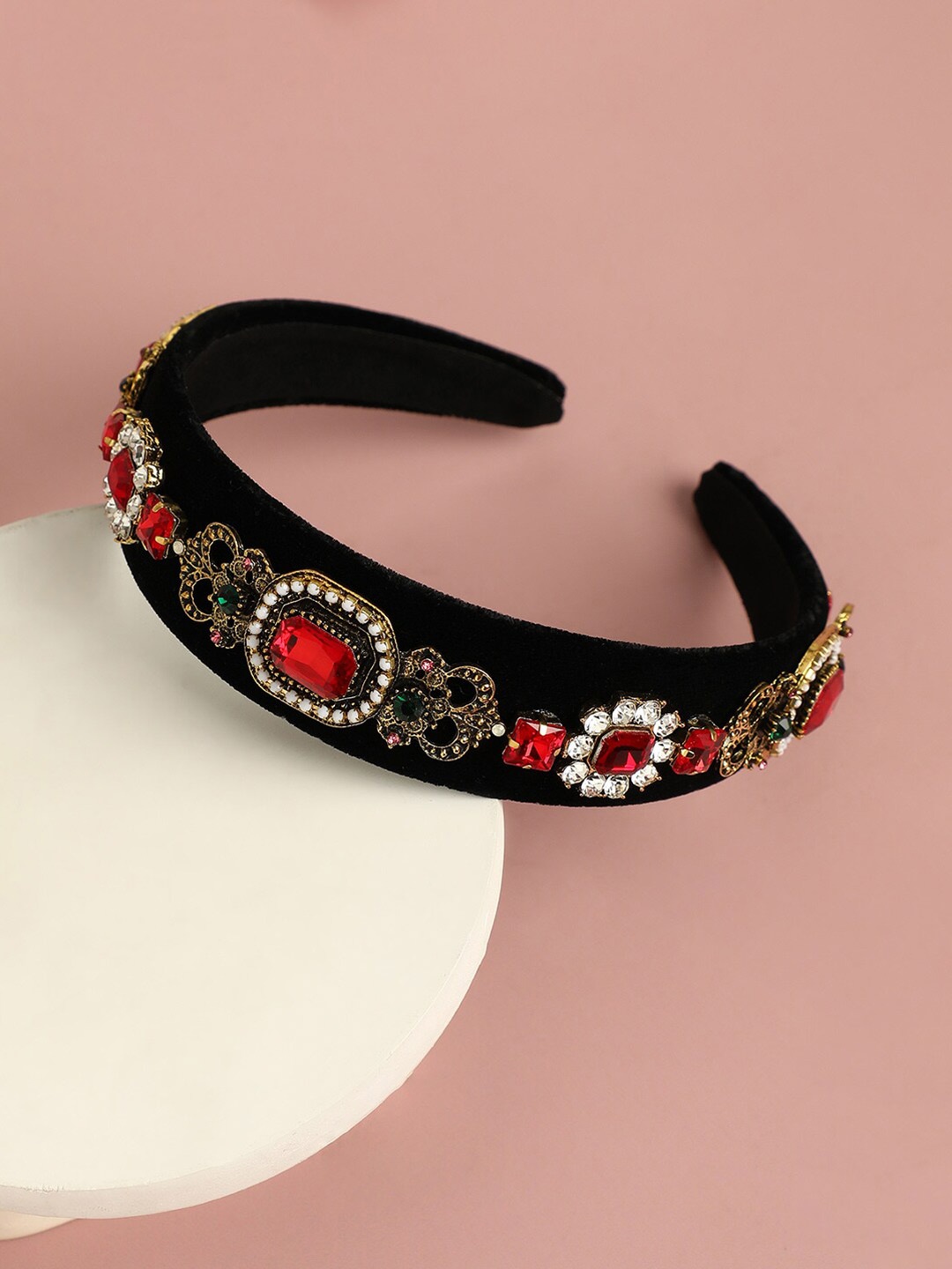 SOHI Women Embellished Hairband, Black