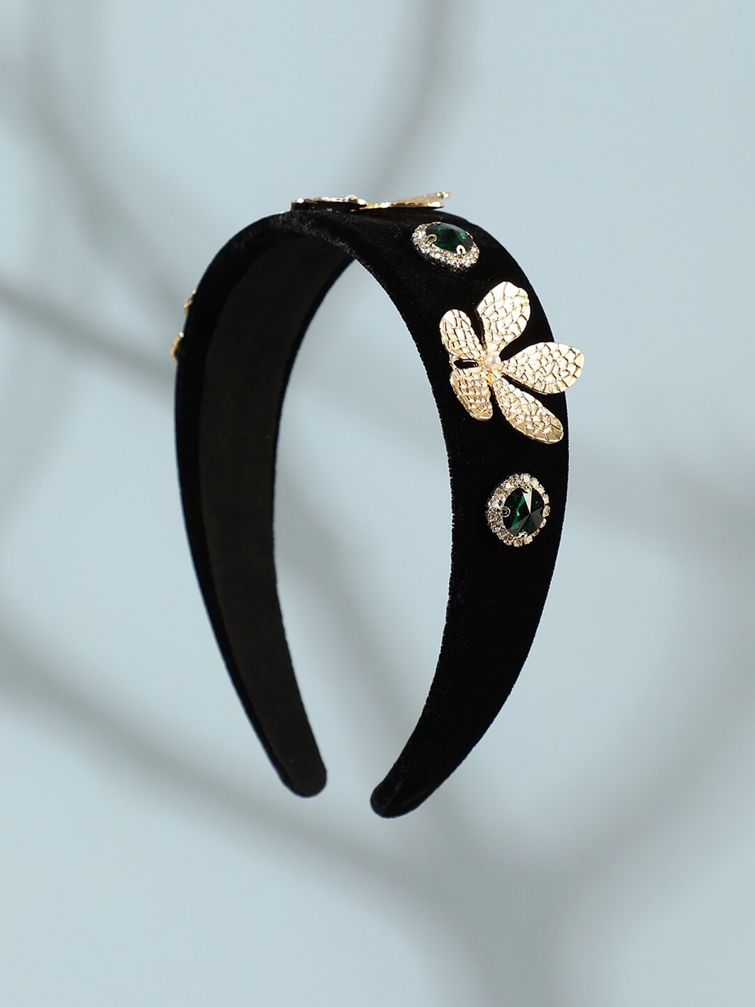 

SOHI Beads & Stones Embellished Hairband, Black