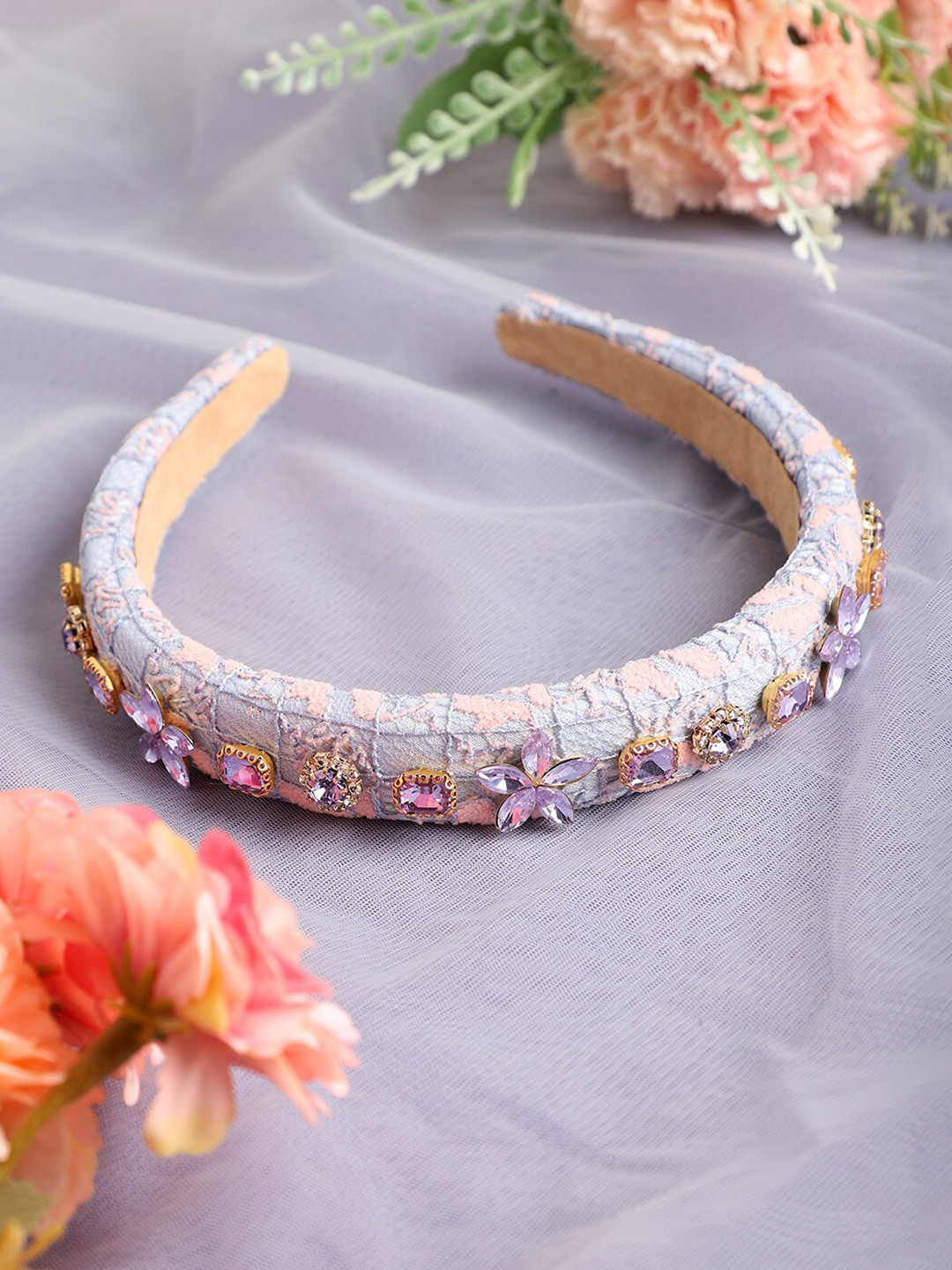 

SOHI Beads & Stones Embellished Hairband, Purple