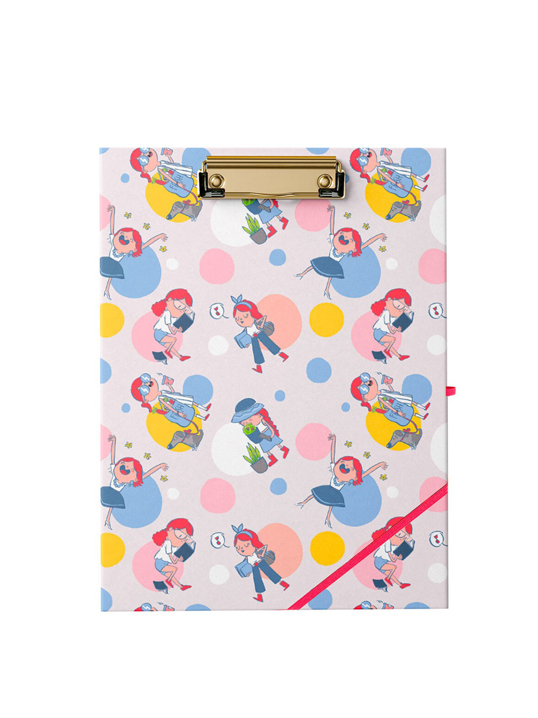 

Alicia Souza Happy Hannah Printed Clipfolio With Notepad & With Sticker Sheet, Grey