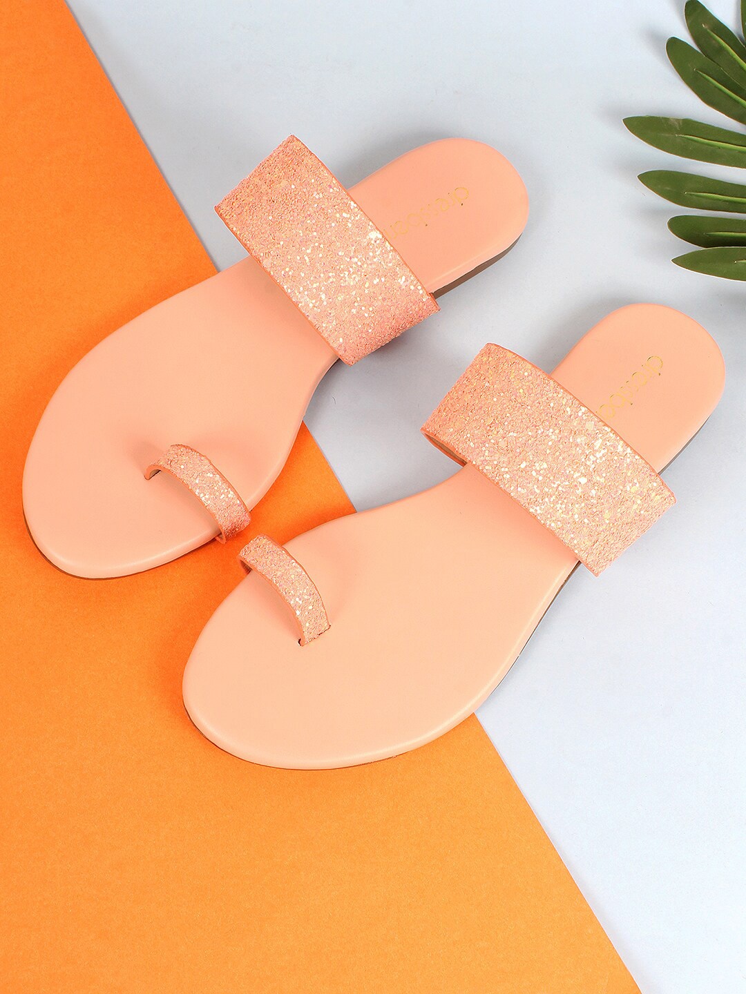 

DressBerry Peach-Coloured Embellished One Toe Flats