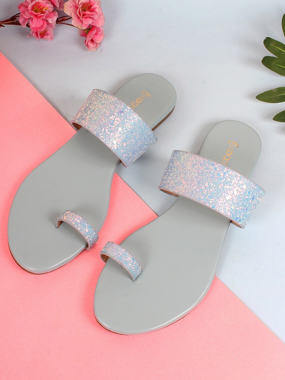 

DressBerry Blue Embellished One Toe Flats