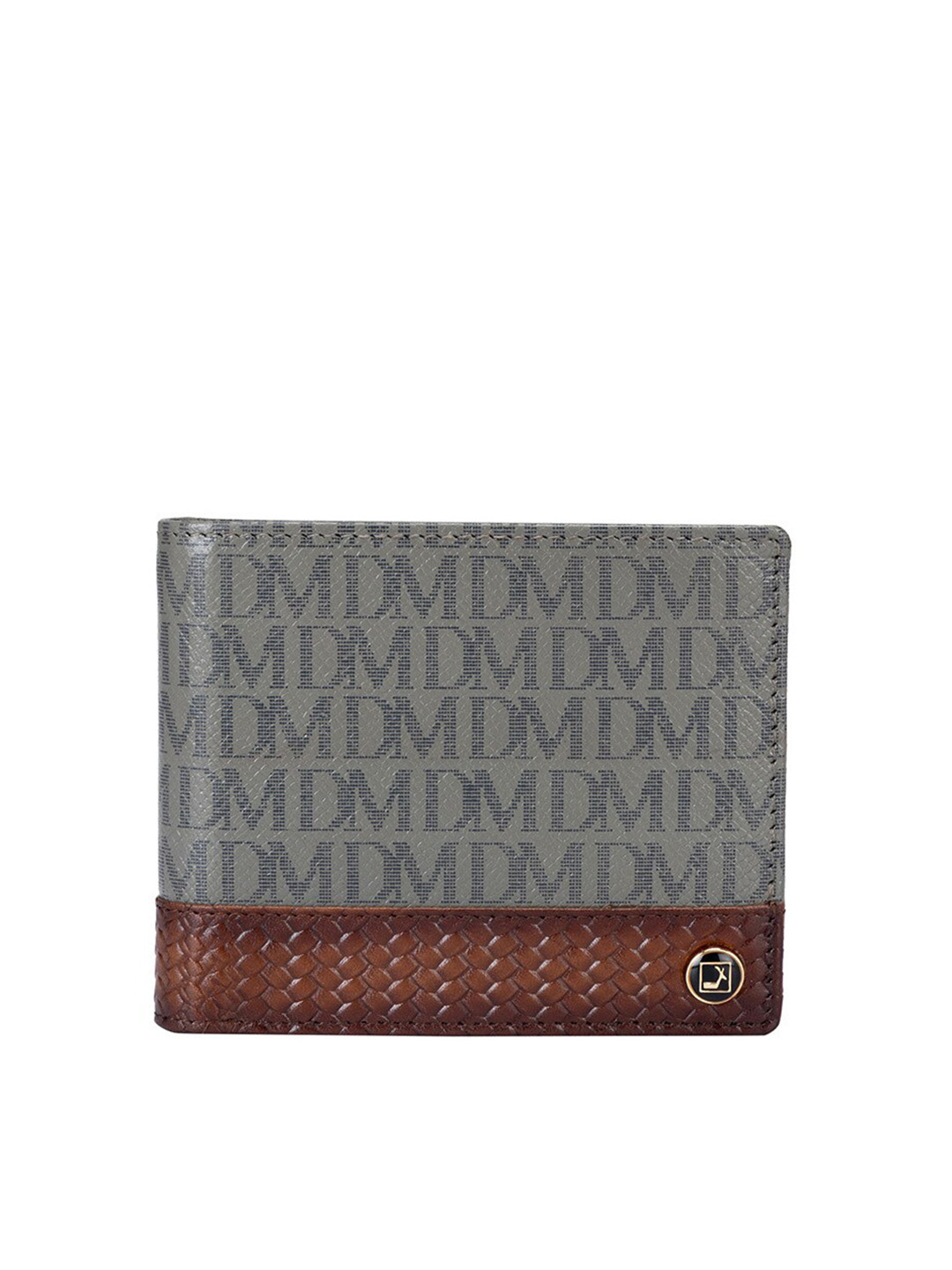 

Da Milano Women Typography Textured Leather Two Fold Wallet, Grey