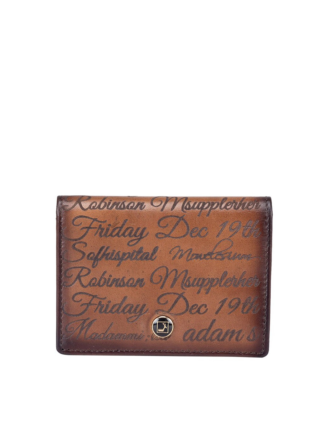 

Da Milano Women Typography Printed Leather Envelope, Brown