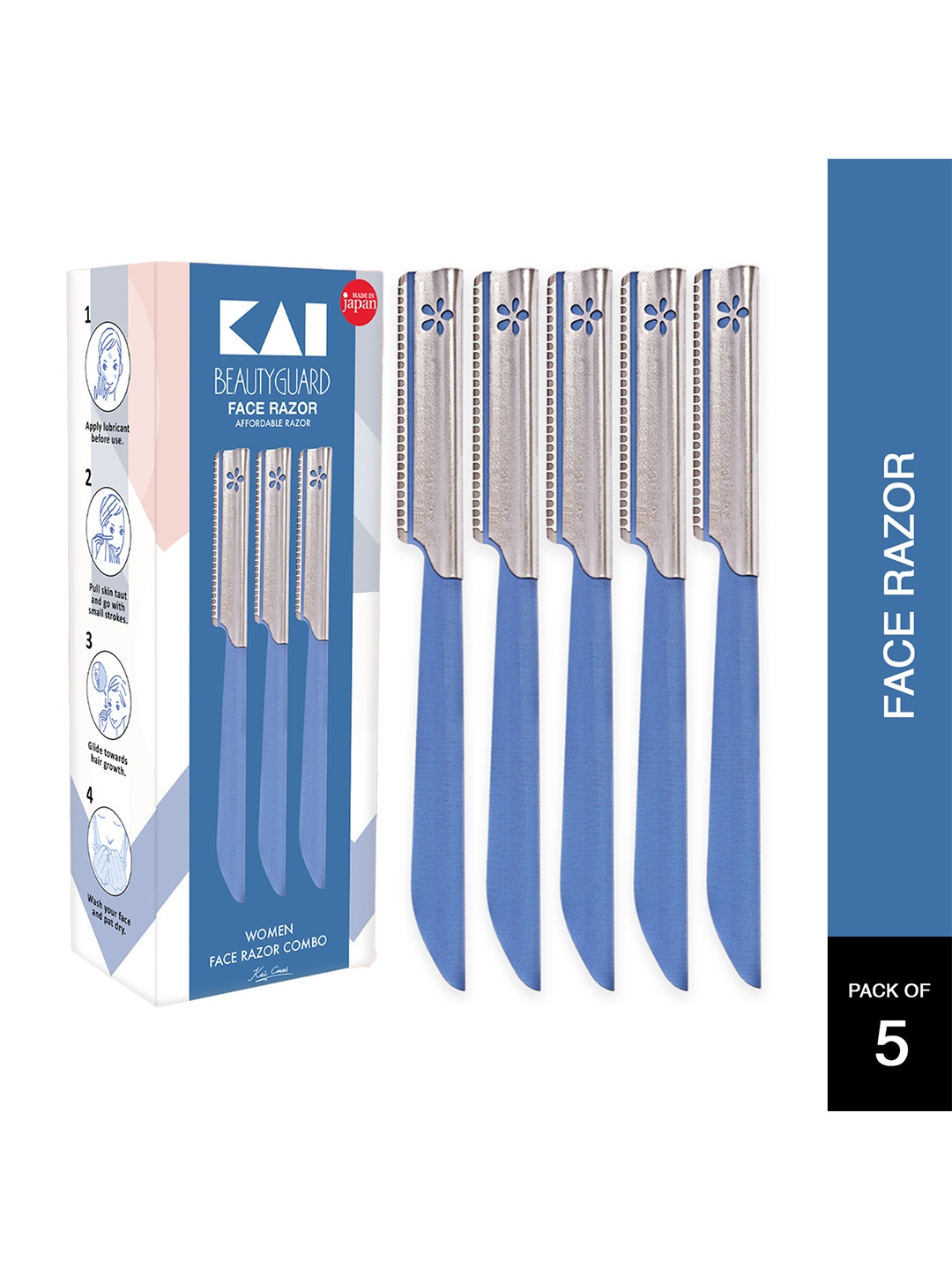 

KAI Women Pack of 5 Face Razor, Blue