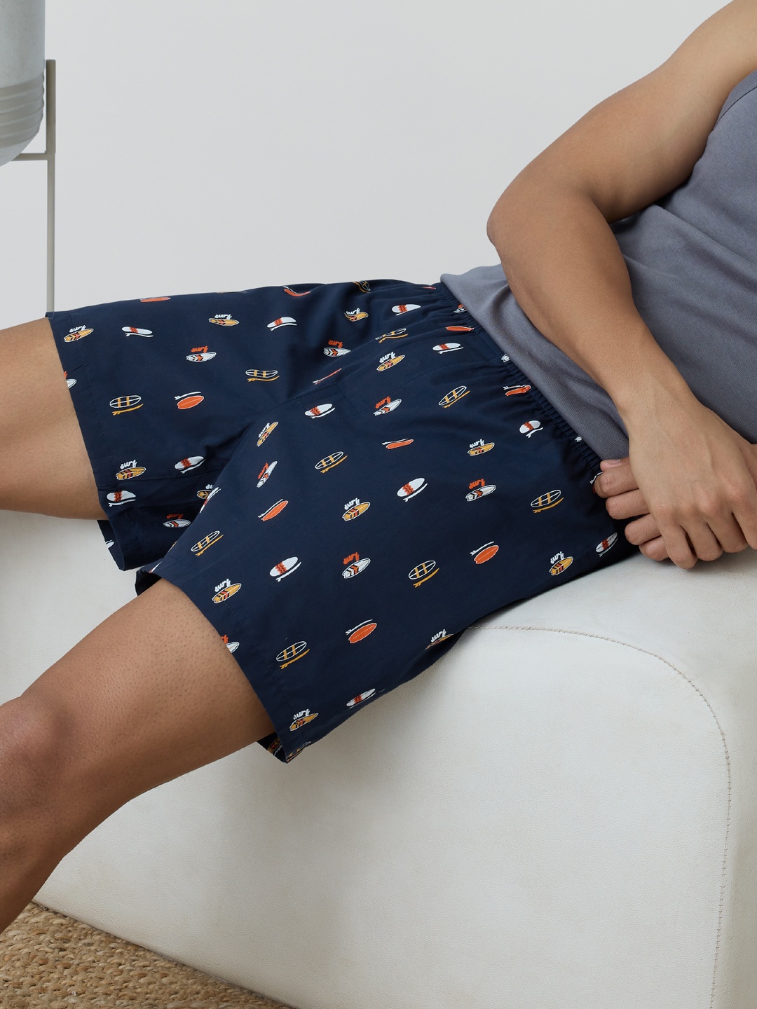 

XYXX Mens Printed Combed Cotton Splash Boxer, Navy blue