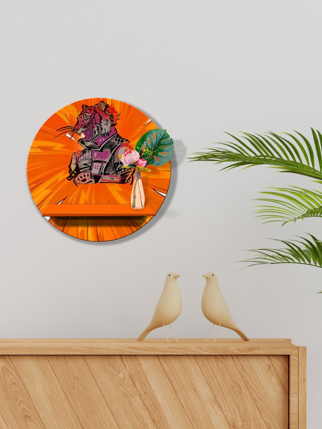 

999Store Orange & Purple Printed MDF Wall Shelf