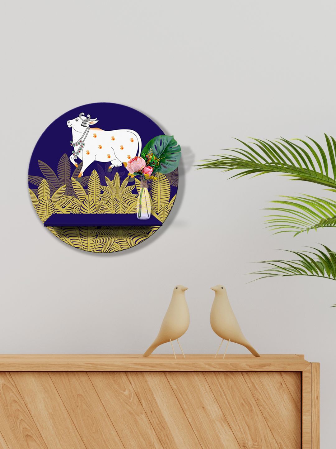 

999Store Blue & White MDF Wall Shelf