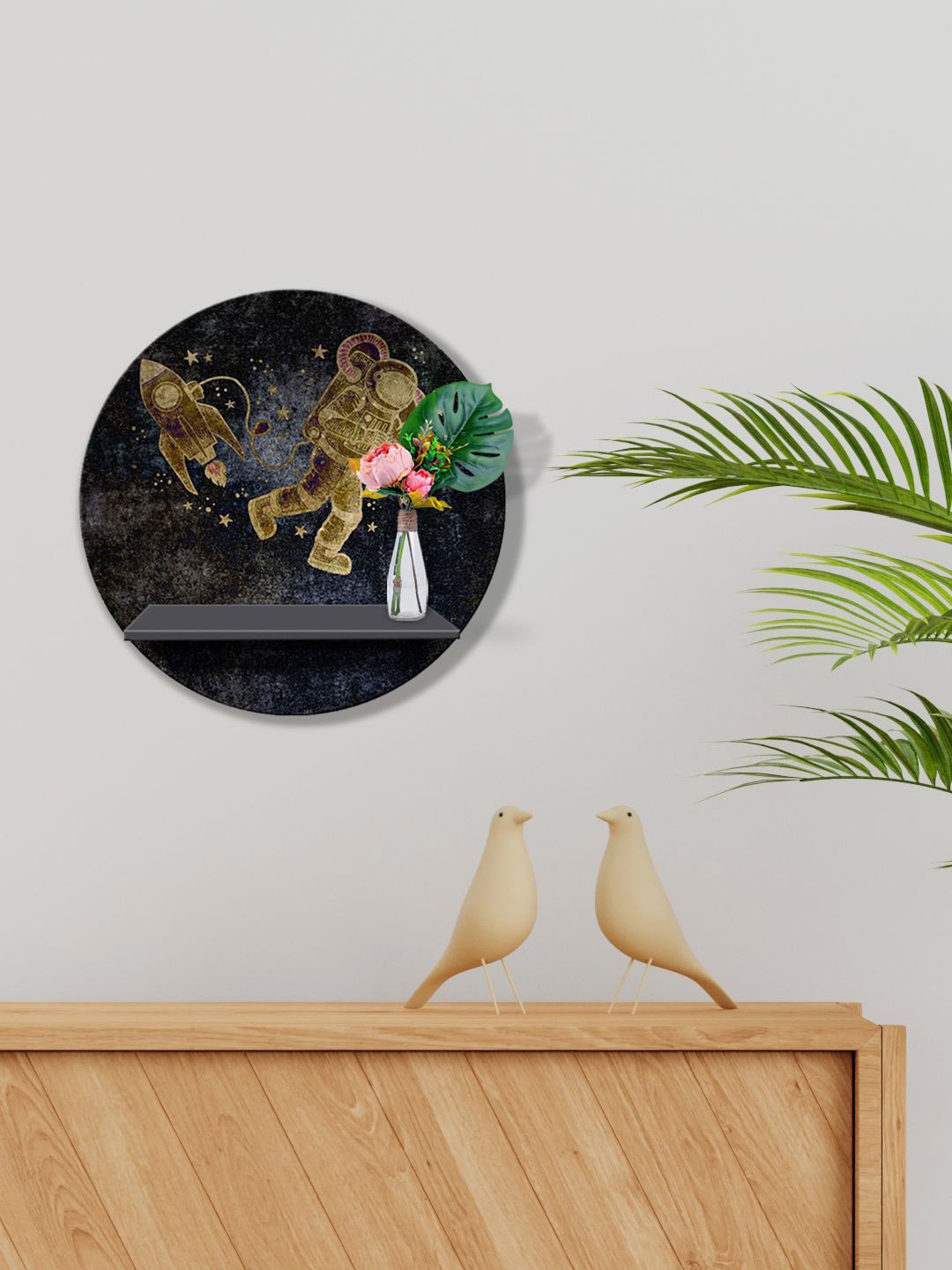 

999Store Black & Olive Green MDF Wall Shelf