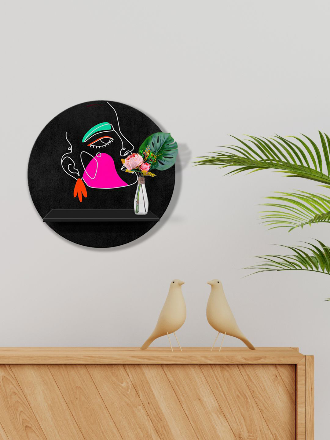 

999Store Black & Pink MDF Wall Shelf