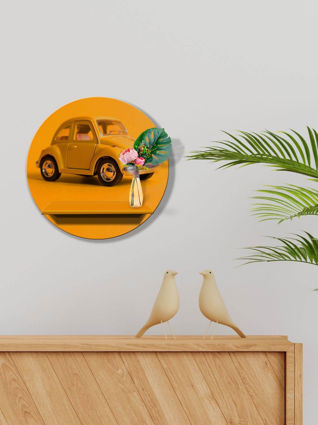 

999Store Yellow & Black MDF Car Wall For Wood Shelves