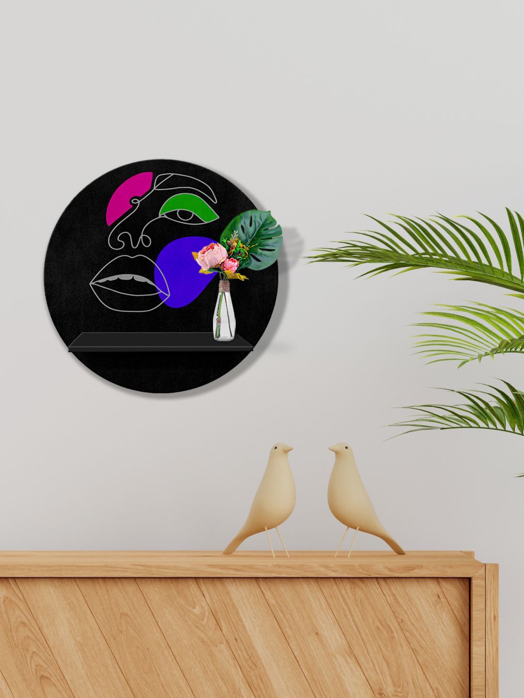 

999Store Black & Purple Face Printed MDF Basic Wall Shelf For Storage Wallet Stand