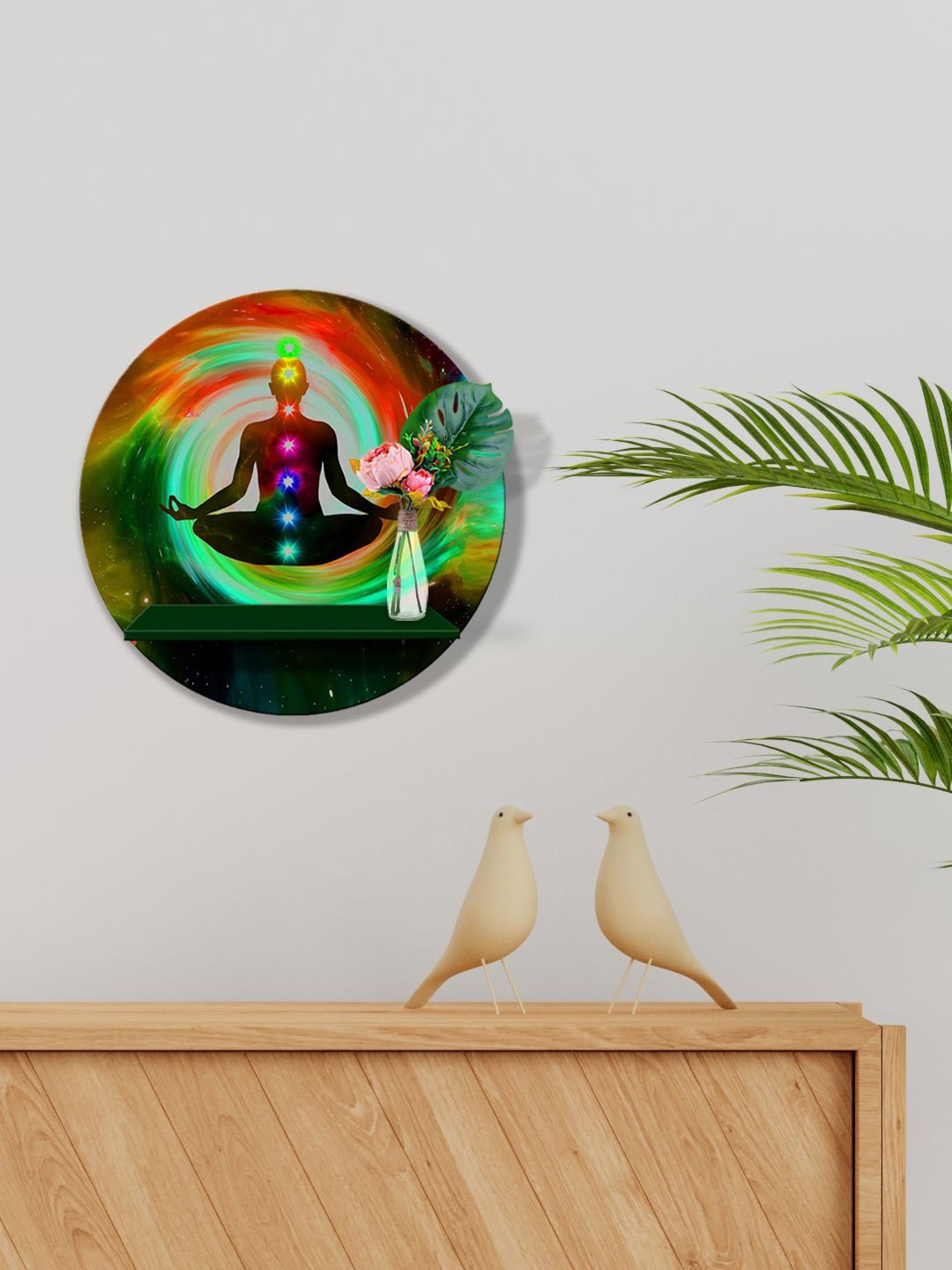 

999Store Green & Black Printed MDF Wall Shelf