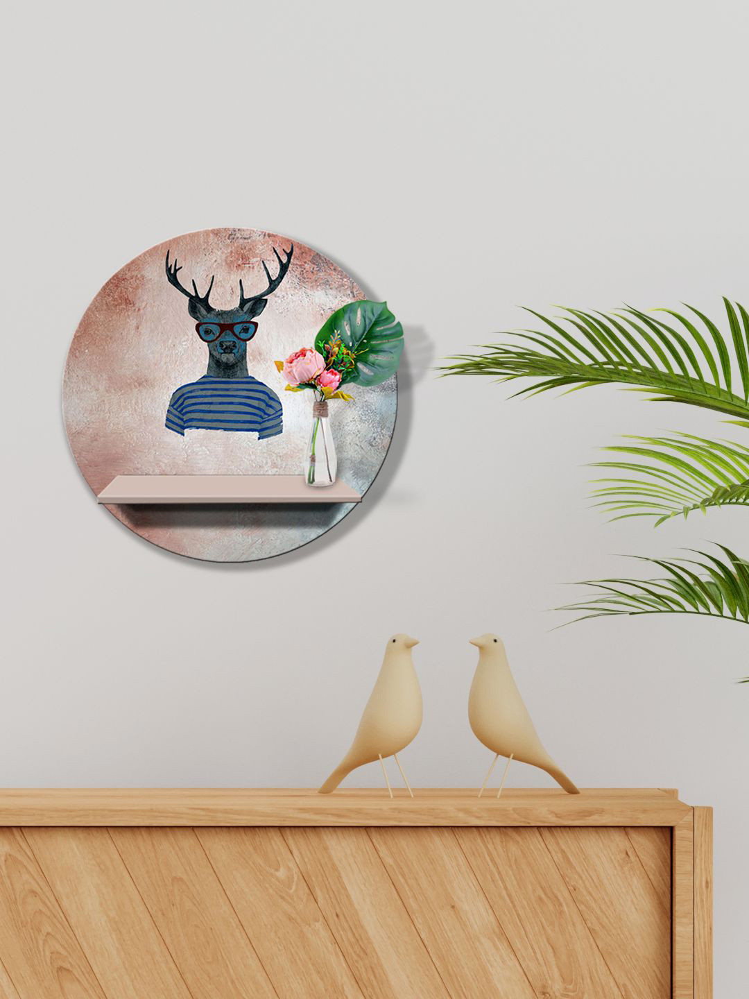 

999Store Grey & Blue Printed MDF Wall Shelf
