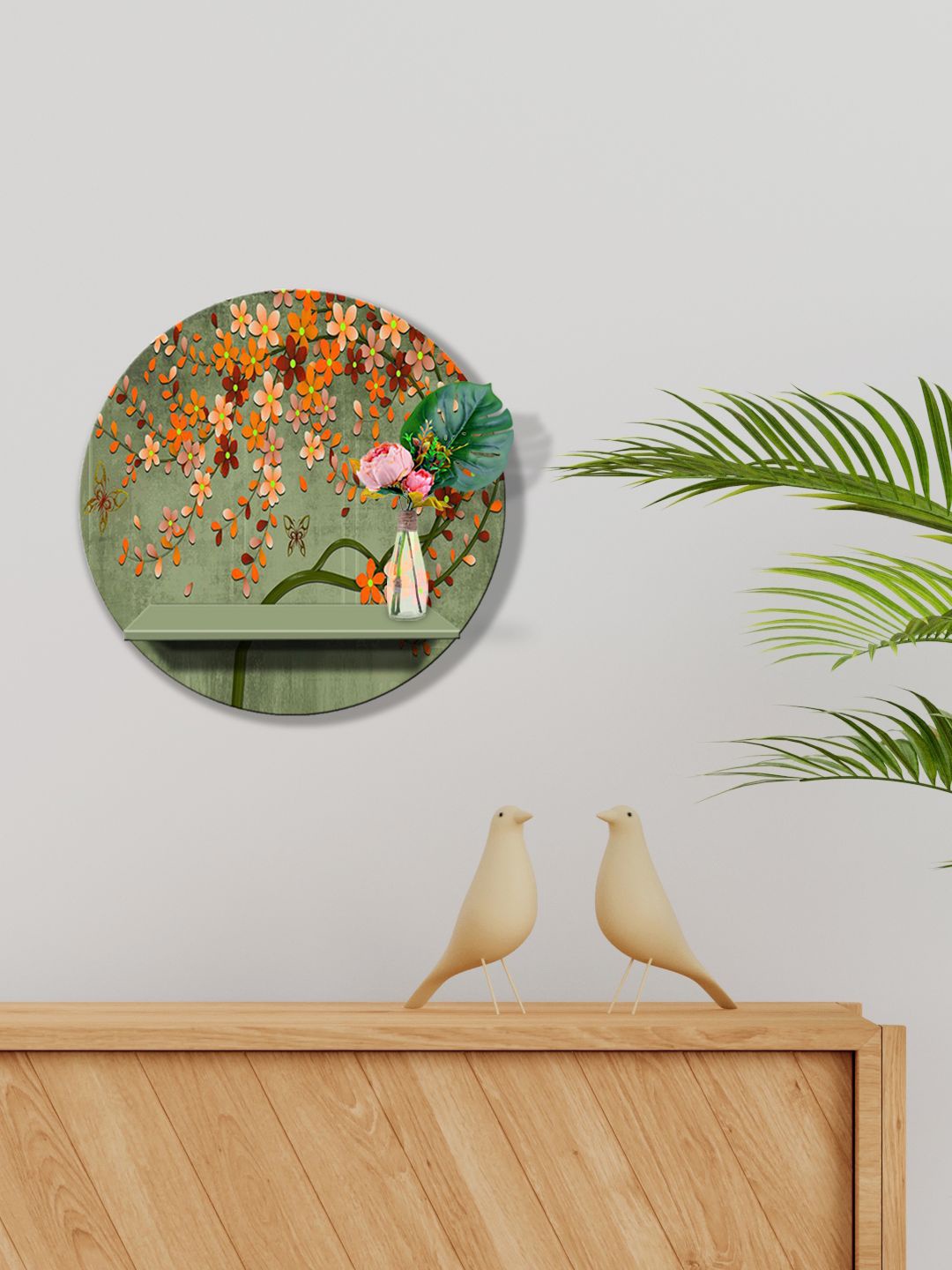 

999Store Green & Orange Printed MDF Wall Shelf
