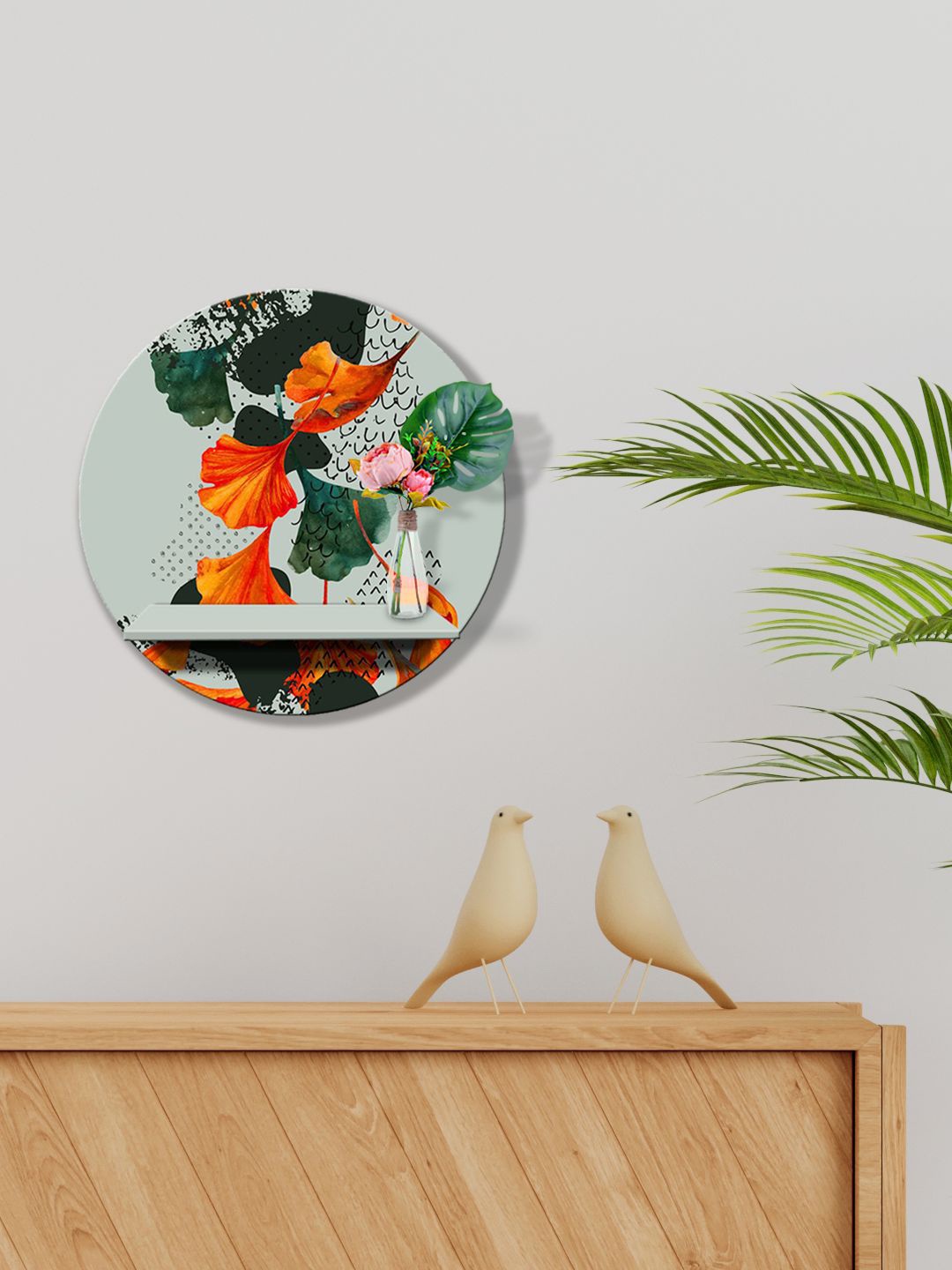 

999Store Grey & Green Printed MDF Wall Shelf