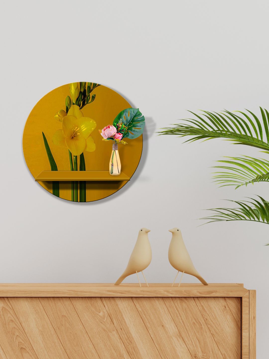 

999Store Yellow & Green Printed MDF Wall Shelf