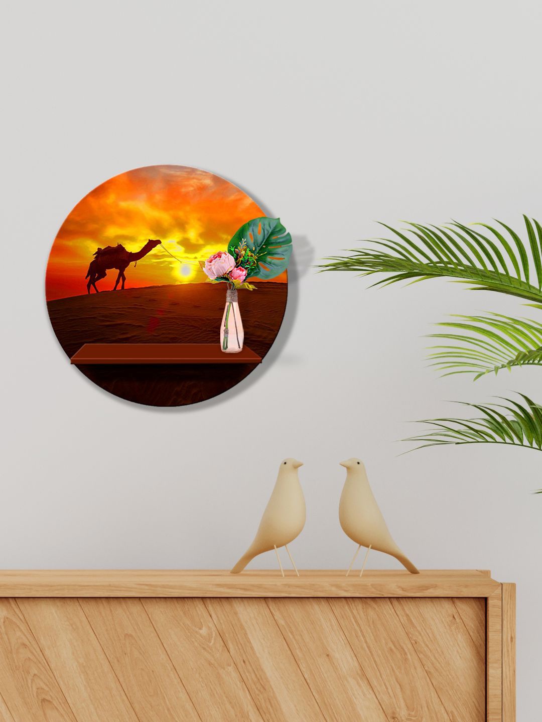 

999Store Brown & Orange Printed MDF Wall Shelf