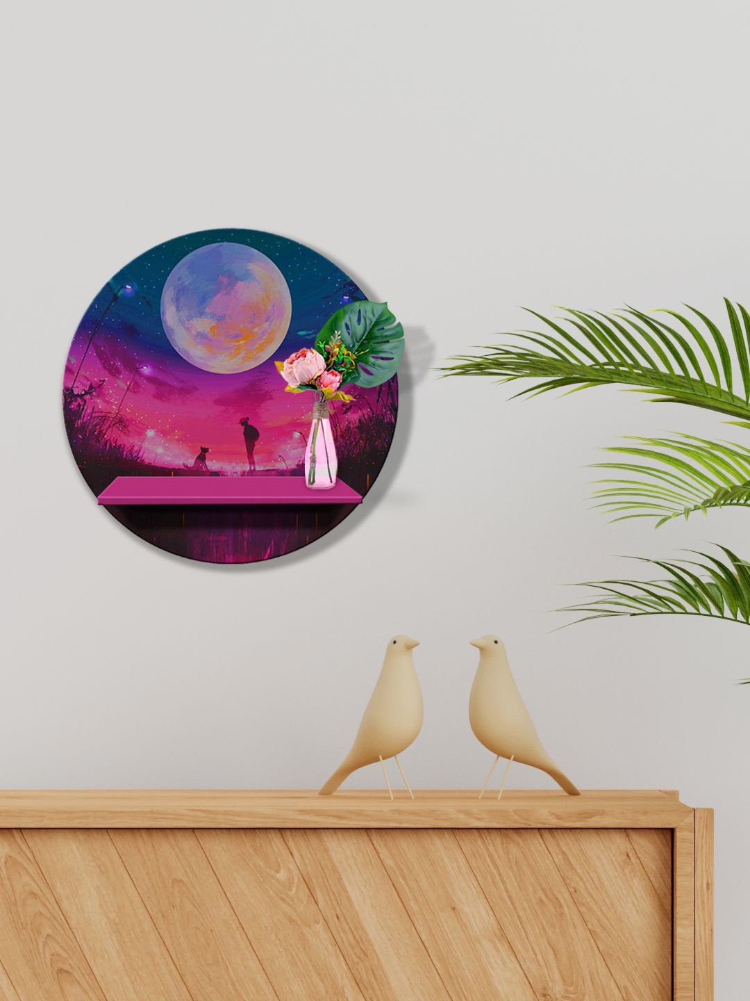 

999Store Purple & Blue Printed MDF Wall Shelf