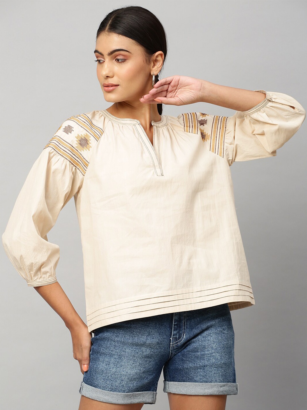 

Chemistry Cotton Regular Top, Beige