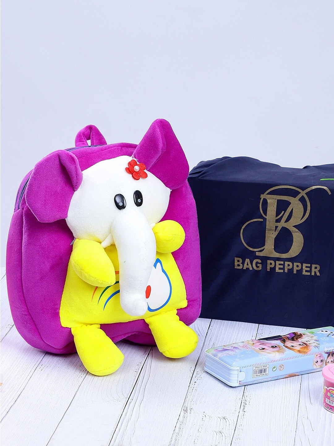 

Bag Pepper Kids Elephant Design Velvet Backpack, Purple
