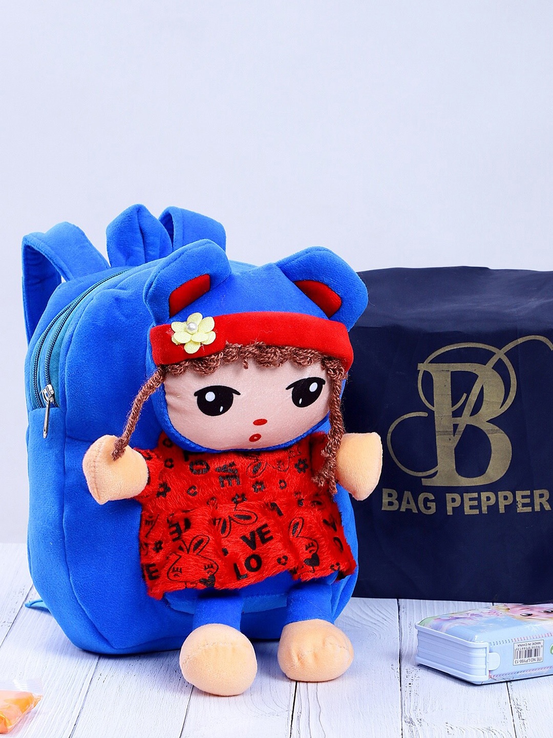 

Bag Pepper Kids Cute Doll Teddy Design Backpack, Blue