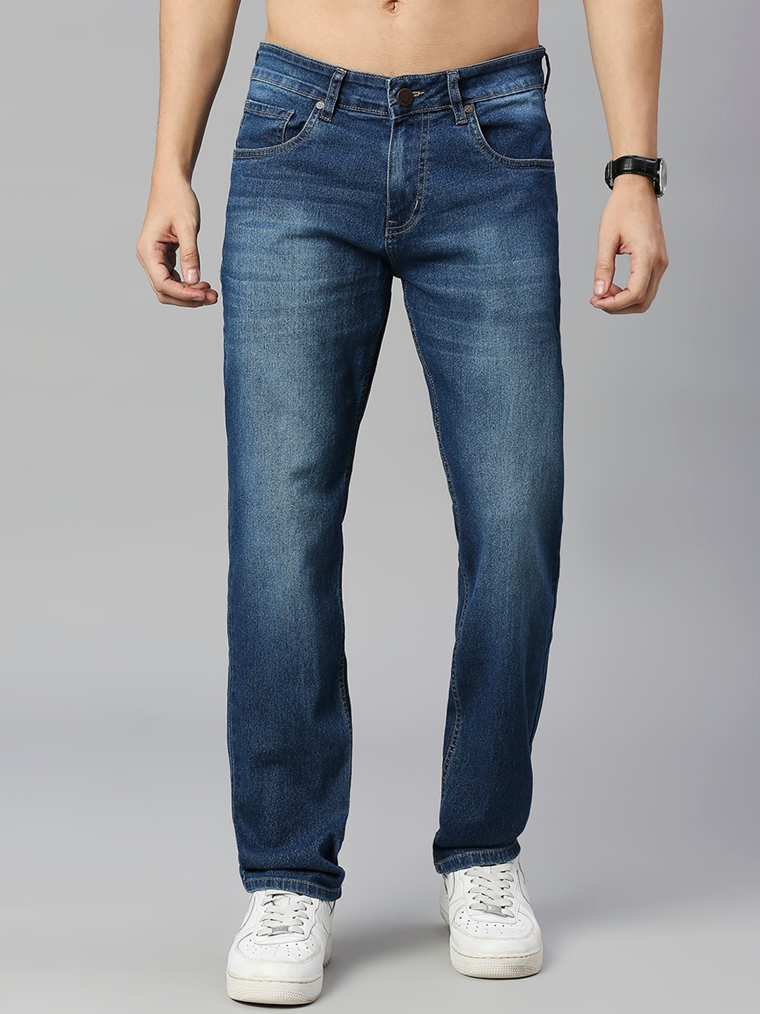 

HERE&NOW Men Smart Heavy Fade Stretchable Jeans, Blue
