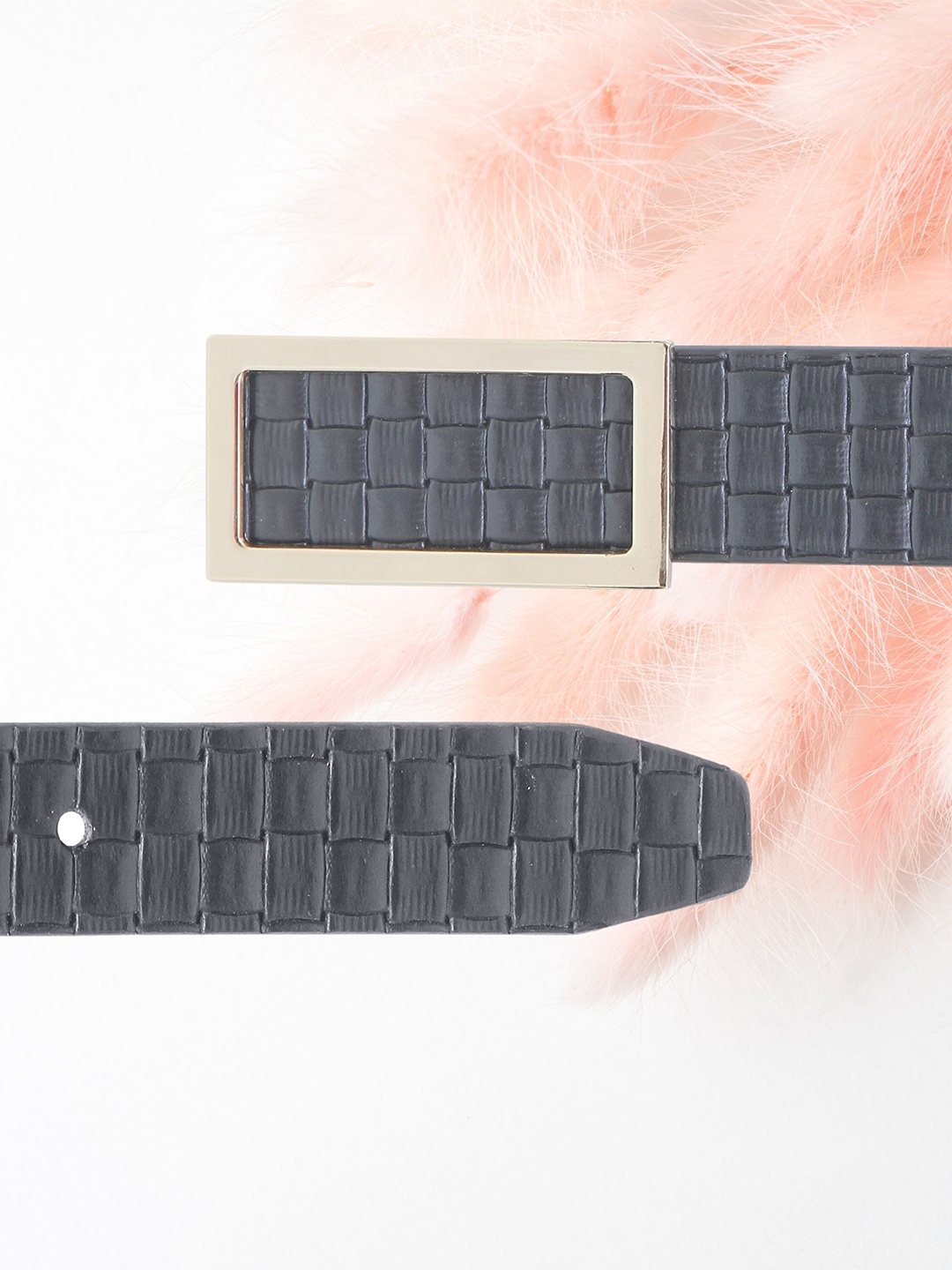 

Calvadoss Women Textured Leather Belt, Black
