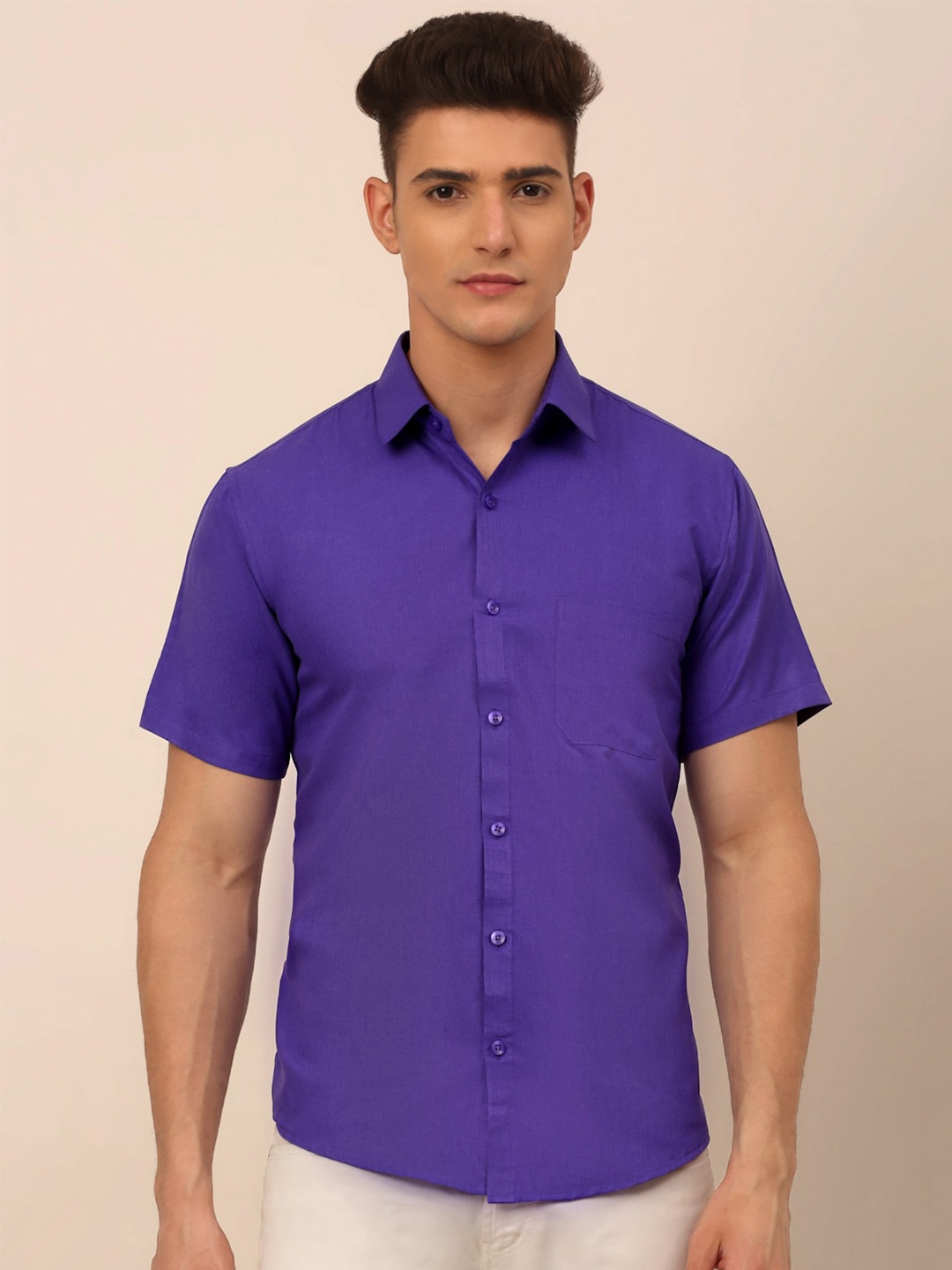 

JAINISH Classic Pure Cotton Casual Shirt, Purple