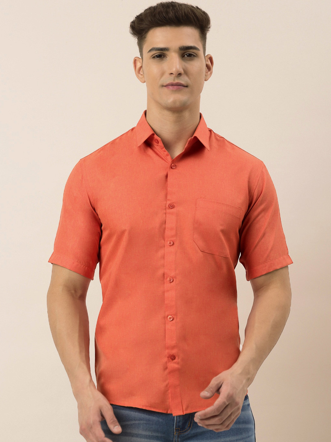 

JAINISH Classic Pure Cotton Casual Shirt, Peach