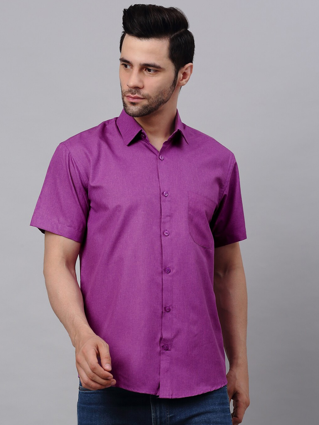 

JAINISH Classic Pure Cotton Casual Shirt, Purple