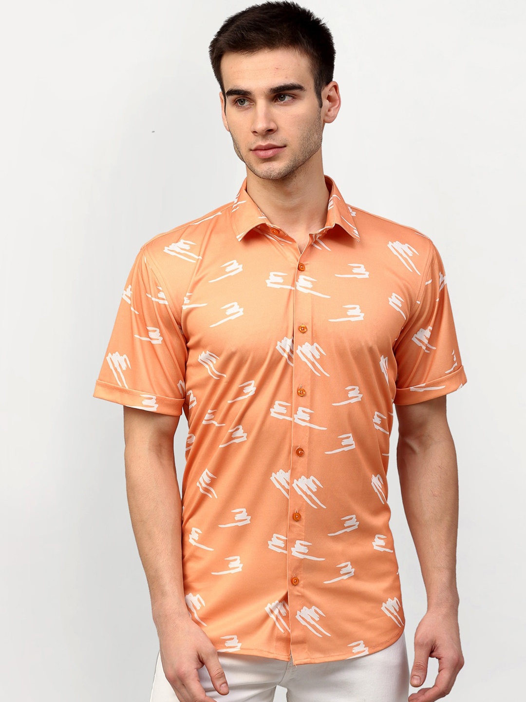 

JAINISH Classic Abstract Printed Casual Shirt, Peach